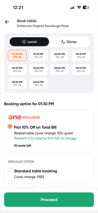 Swiggy Dineout table booking